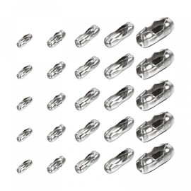 sourcing map Ball Chain Connector Clasps, Stainless Steel Replacement Cord Connector Fit for 1.5/2/2.4/3.2/4mm Beaded Ball Chain, Silver Pack of 100