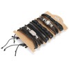 2Sets Adjustable Braided Bracelet Metal Inlaid Wristband Retro Style Cuff