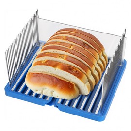 Bread Slicer for Homemade Bread, 304 Stainless Steel Bread Cutter, Adjustable Sourdough Slicer, Foldable Bread Slicing Guide for Loaf, Bagel, Sandwich, Cakes, Blue