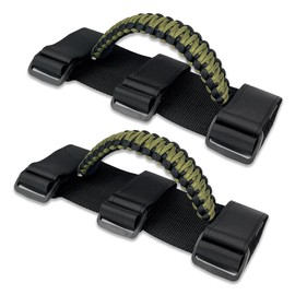 ROMASO Roll Bar Grab Handles for ATV & UTV Roll Cage Grab Bar Handles Adjustable Soft Paracord Handles for 1.5"-2" Bars,2 Pack (Black&Olive)