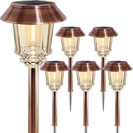 XMCOSY+ Solar Pathway Lights Outdoor - 6 Pack Solar Garden Lights, Solar Lights Outdoor Auto On/Off IP65 Waterproof Solar Powered Landscape 10-40 LM Dimmable Lighting for Yard Patio Walkway Driveway