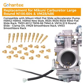 Gohantee 30Pcs Carburetor Main Jet and Pilot Slow Jet Kit, Including 20Pcs Main Jet and 10Pcs Slow Pilot Jet, Replacement for Mikuni Carburetor Large Round N100.604 & VM28/486, Compatible with Suzuki