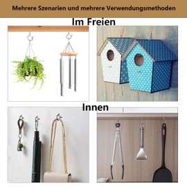 VVHFXD Pack of 22 Screw Hooks, Stainless Steel, Black, with Locking Screw, Ceiling Hook, Hook Screw, Wall Hooks for Hanging Potted Plants, Fairy Lights, Cage, Studio, Kitchen