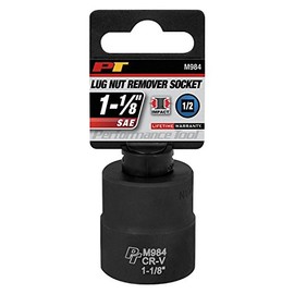 Performance Tool M984 1-1/8 in. Lug Nut Remover Socket - Heavy-Duty Impact Socket for Removing Stubborn Lug Nuts with Ease, Black