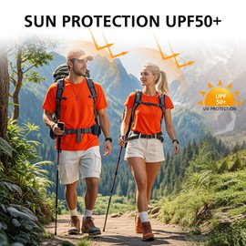 ProtectX High Visibility Orange Short Shirts, 2 Pack Quick-Dry Reflective T-Shirts for Men & Women, Hi Vis Sun Protection Shirts for Workout Hiking, 2X-Large