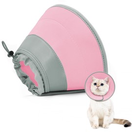 GoGoPaw Cat Cone Collar Soft to Stop Licking, Adjustable, Foldable Lightweight Kitten Cones After Surgery Recovery for Cats & Kittens, Cat Cone Alternative (Solid Pink, L)