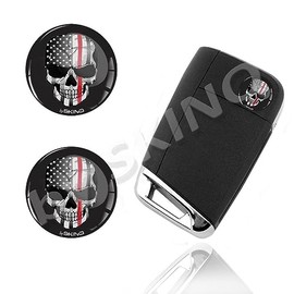 SkinoEu 2 x Diameter 14 mm Sticker Skull USA Flag Key Emblem Stickers for Remote Control Car Moto Logo Key Badge Tuning KSK 26