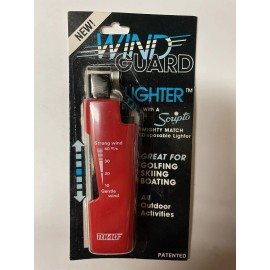 Scripto Wind Guard Flame Guard Disposable Lighter Original Package Red NOS Scripto