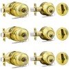 Probrico Polished Brass Door Knob and Deadbolt Lock, Keyed Alike
