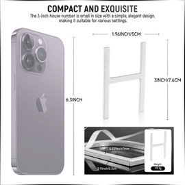 VONDERSO 3 Inch Self-Adhesive Mailbox Numbers and Letters for Outside, Thick Foam Adhesive for Strong Adhesion, Aluminum Alloy with Powder-Coated Finish, No Fading, Rustproof (Glossy Silver Letter H)