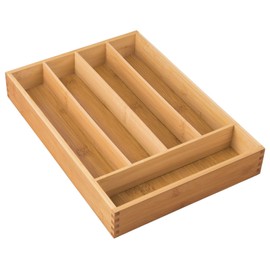 mDesign Bamboo Cutlery Tray - Modern Kitchen Organiser for Drawers - Drawer Insert for Kitchen, Office, Bathroom and Bedroom - Bamboo