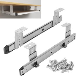 Under Desk Keyboard Tray Pull Out Slide Height Adjustable Slide Out Keyboard Draw Holder Track Full Extension Ball Bearing Under Table Lift Bracket for Mounting Music Keyboard Piano Without Tray