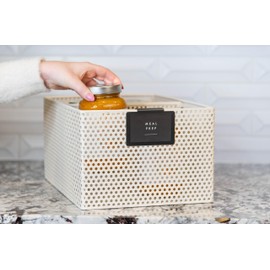 Tidy Style 10 Pack Metal Basket Bin Labels Clip On Holders for Storage Bins, Bin Clips for Organizing Pantry, Home, Bathroom (White, Black, or Vanilla), 3.5” x 2.5”