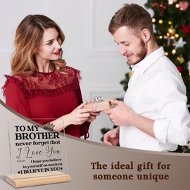 Birthday Gifts for Brothers, To My Brother Never Forget That I Love You Acrylic Decorative Sign, Brothers Gifts for Brother from Sister