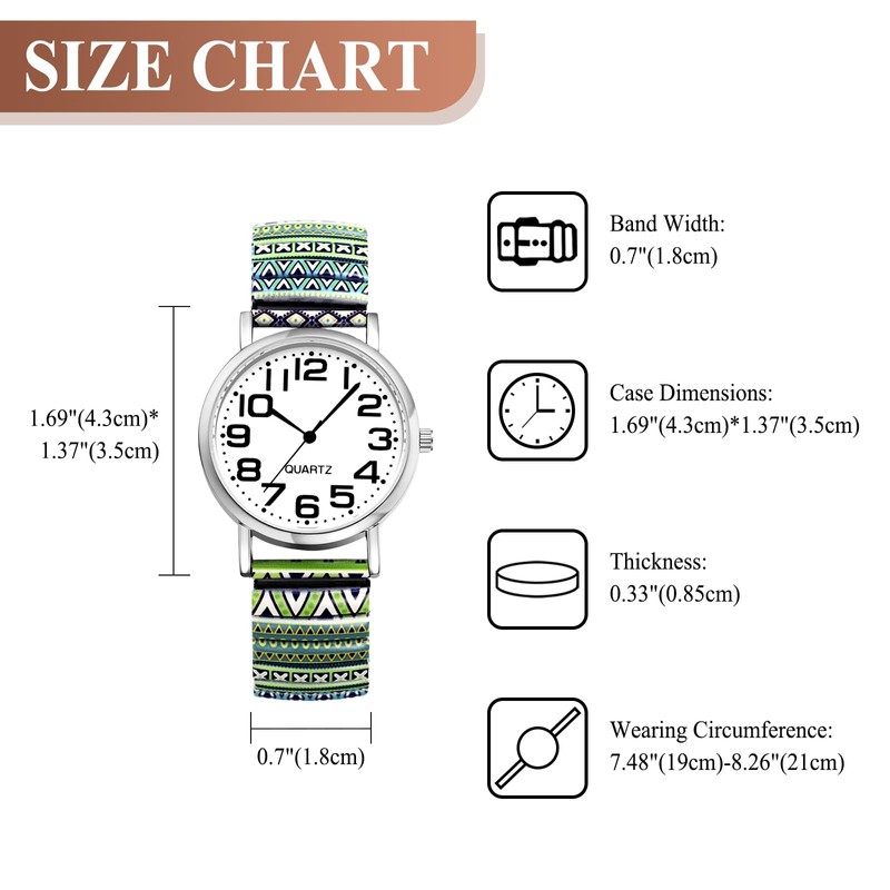 Lancardo Women Stretch Band Watch: Bohemia Colorful Elastic Strap Analog
