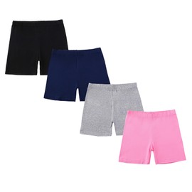 CHUNG Girls Biker Shorts Cotton Toddlers Cartwheel Dance Yoga Play Under Dress Skirt School Uniform Basic Underpants 4 Pack,Rose,120,3-4Y