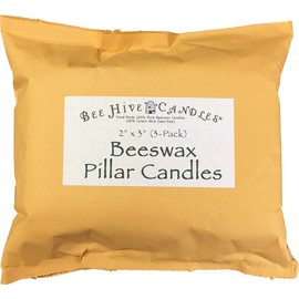Bee Hive Candles 100% Pure Beeswax Pillar Candle (2" x 3" (3-Pack))