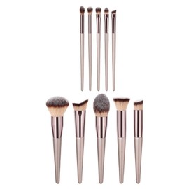 TEONEI Makeup Cosmetic Beauty Brush Set,Foundation Face Powder Blush Eyeshadow Brushe Set,10Pcs(Champagne)