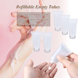 HANSPORTA Refillable Travel Tubes 10PCS 5ml Empty Tubes for Facial Cleanser Hand Cream Lotion Clear Plastic Squeeze Sample Bottles for DIY Projects Soft Mini Toothpaste Travel Tubes (5ML)