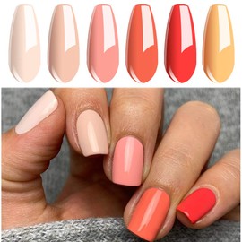 Vishine Set of 6 Gel Nail Polish Design Set for Semi-Permanent Nails Set Orange UV LED Nail Polish 8 ml