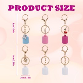 Goktvai 6pcs Lip Gloss Holder Keychain Compatible with Summer Fridays 0.5oz, Portable Lip Balm Caps Lipgloss Keychain Flower Cherry Charm Holder for Women Girls Lanyard Bag Accessories