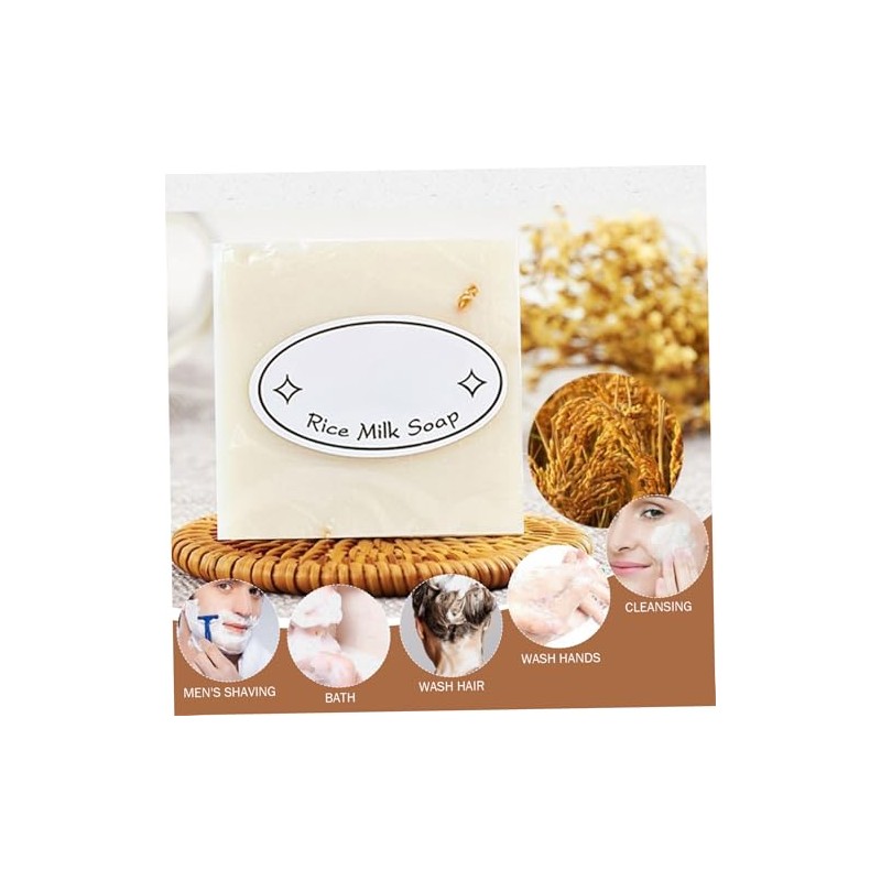 Barra Jabón Arroz 3pcs 65g Limpiador Antiácaros Exfoliante Natural Cuerpo