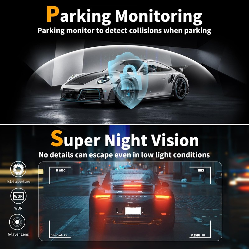 Dash Cam Front and Rear: 4K Dual Channel Dash Cam