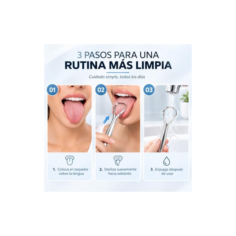 Set de 4 Raspadores de Lengua de Acero Inoxidable con