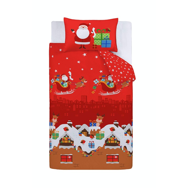 Catherine Lansfield Santa's Christmas Presents Reversible Single Duvet Cover Set
