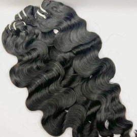 Cuticle Aligned Raw Human Hair Bundles Cambodian Natural Wavy Indian Wave Curl Vietnamese Burmese Curly Hair for Wholesalestyle: Natural wave hair bundle 1 piece, color: Natural black, Stretched Length: 22"