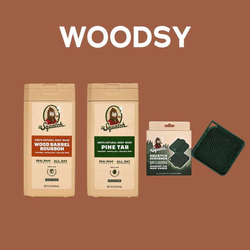 Natural Body Wash 2-Pack + Scrubber - Dr. Squatch:_Fresh Falls