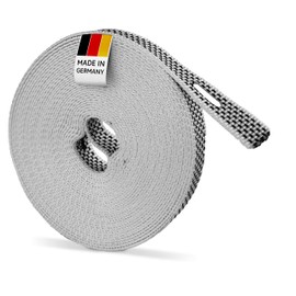 BAUHELD® 6 m roller shutter belt, 14 mm, black and white, made in Germany, for roller shutters on doors and windows, high tear resistance and UV stability, roller shutter webbing suitable for belt
