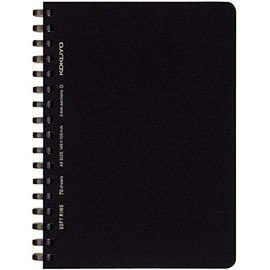 Kokuyo Soft Ring Notebooks, Business, Graph Ruled, A6, 70 Sheets, Black, SV457S5-D (Set of 5)