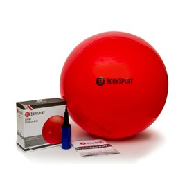 Body Sport Exercise Ball with Pump for Home, Gym, Balance, Stability, Pilates, Core Strength, Stretching, Yoga, Fitness Facilities, Desk Chairs – Red 75cm