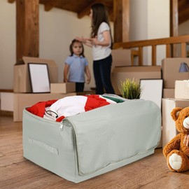 Vinsani 3pk Storage Bags Organiser 50L Huge Capacity Double Zipper Card Markings Strong Handles Moisture-Proof Underbed Storage Moving Bag For Clothes Toys Beddings Comforter – Light Grey