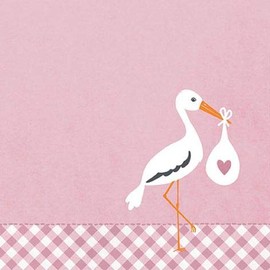 Ambiente Europe Napkin Love Stork Pink 33 x 33 cm Set of 20