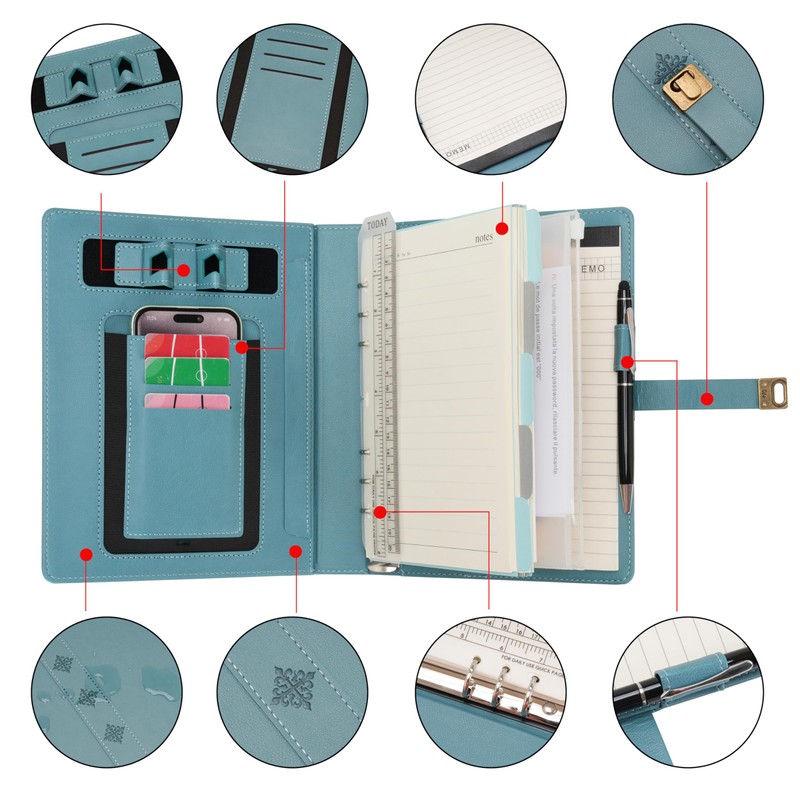 WASON A5 Diary PU Leather Composition Notebook Ruled Binder Journal