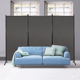 MAYOLIAH Partition Room Dividers 3 Panel Folding Privacy Screens 6 Ft Portable Office Walls Dividers for Room Separator 102"x20"x71", Grey