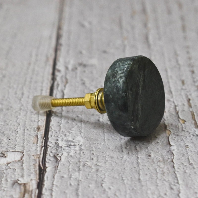 ARTISNO Round Green Marble Brass Knob | Sweater Handle |