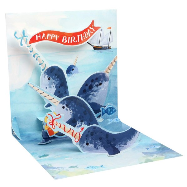 Up With Paper Pop-Up Treasures Greeting Card - Norwhals Jump & Play