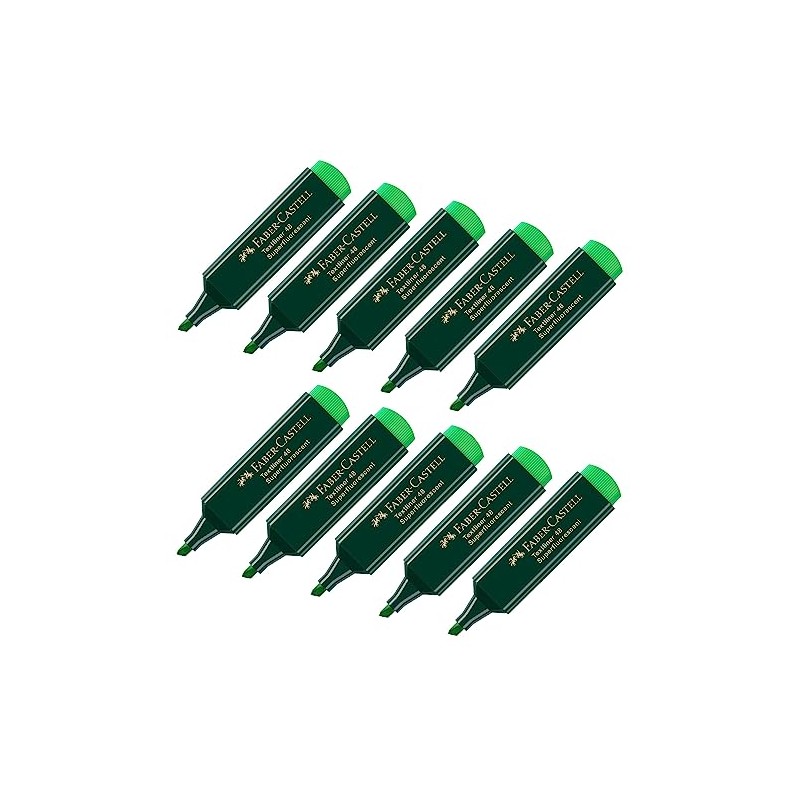 FABER-CASTELL 205042 Highlighter Highlighter 48, Green, Pack of 10, Refillable