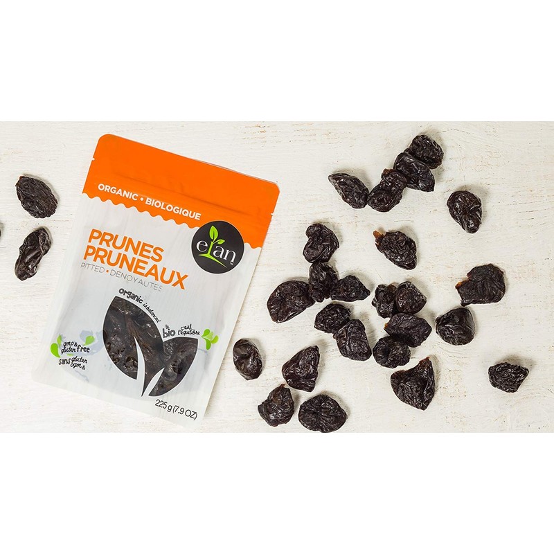 ELAN Organic Pitted Prunes, Non-GMO, Vegan, Gluten-Free, 225g (Packaging May