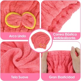 AUTOWT Toallas para Secar el Cabello, 3 Pcs Turbante Microfibra Seca Rápido el Cabello, Gorro para Secar el Cabello con Lazo, Toalla de Baño Absorbente para Mujeres y Niñas Pelo Corto Nedio Largo