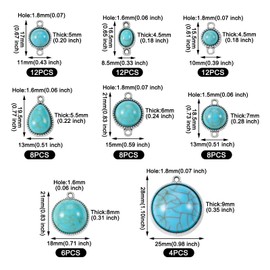 Pandahall 70Pcs Tibetan Style Teardrop Turquoise Connector Charms Round Bohemian Earring Charms Retro Antique Silver Western Link Charms for DIY Boho Necklace Jewelry Making