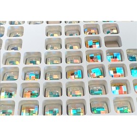 Crystal AB, Preciosa Czech MC Chessboard Square Maxima Flatback Stones Style #438-23-301 Silver Foiled, Size 8x8mm, 12 Pieces