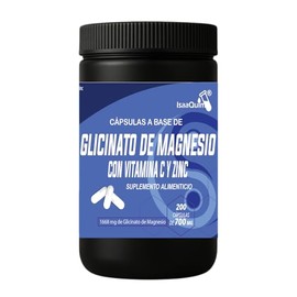 IsaaQuim Glicinato de Magnesio con Gluconato de Zinc  200 Cápsulas de 600 mg  Aporta 200 mg de Magnesio Elemental por Porción  Suplemento Alimenticio 
