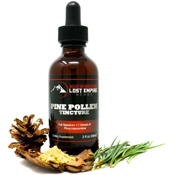 Pine Pollen Tincture (2 fl oz) - Testosterone Support for Men, Performance Supplement, Wild Crafted Pine Pollen | Independently Lab Tested