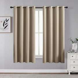 CUCRAF Beige Blackout Curtains 54 inch Length 2 Panels Set, Room Darkening Curtains & Drapes for Living Room Bedroom, Thermal Insulated Light Blocking Grommet Window Curtain (W52 x L54 Inch)