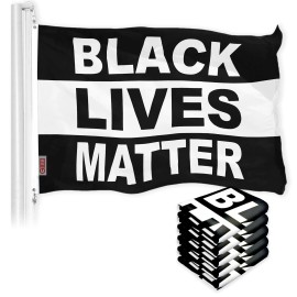 UD_Black Lives Matter (Black/White) Flag 3x5 Ft 5-Pack Printed 150D Polyester By G128