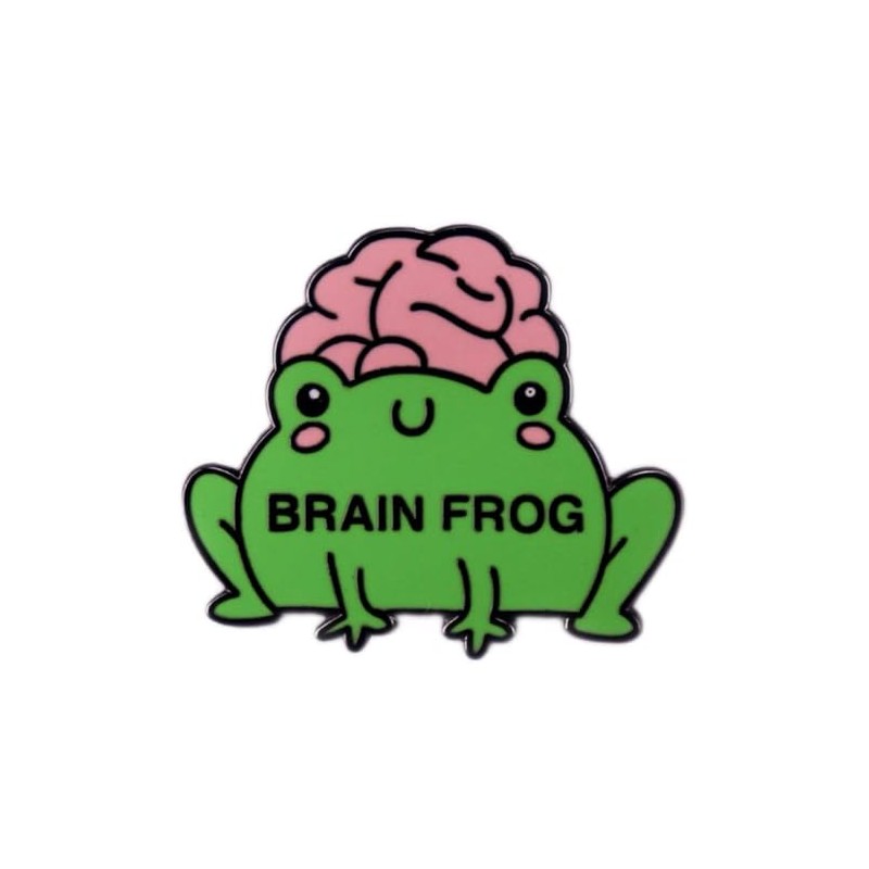 Brain Frog Enamel Pin - Funny Green Frog with Brain